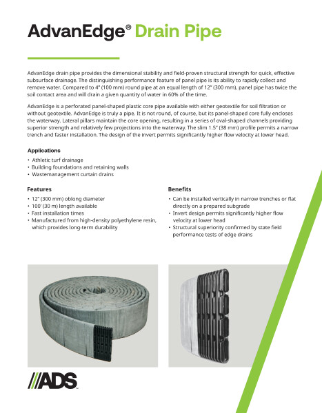 AdvanEdge Drain Pipe Product Sheet