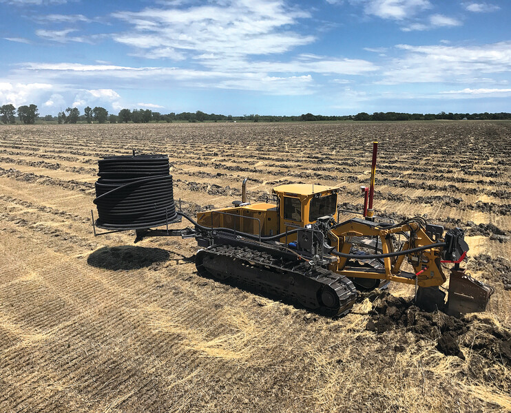 Tile Installed in Wheat Stubble