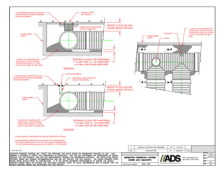 703 Retention-Detention System (Riser and Cleanout) Detail