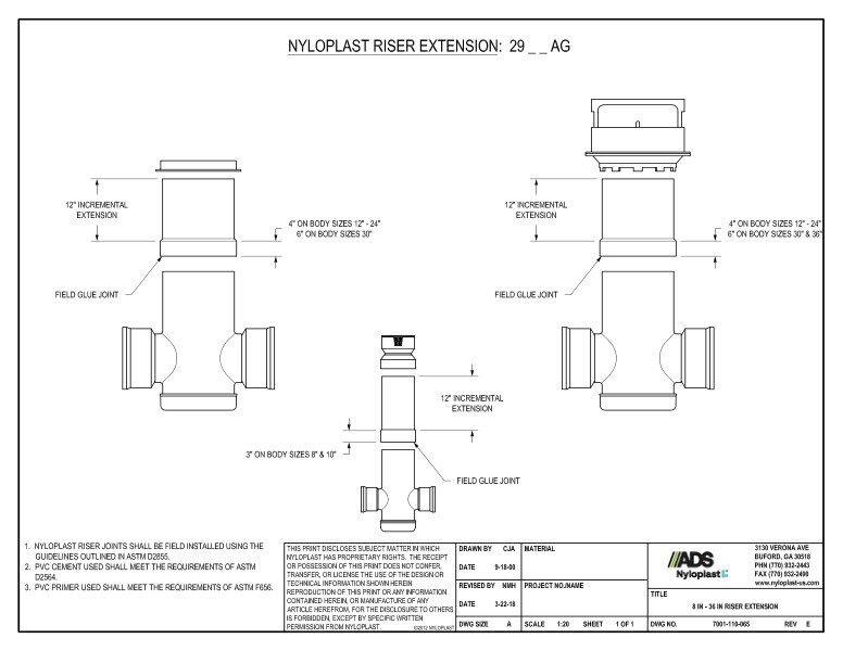 8" - 30" Riser Extension Nyloplast Detail