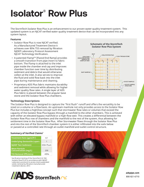 Isolator Row Plus StormTech Product Sheet