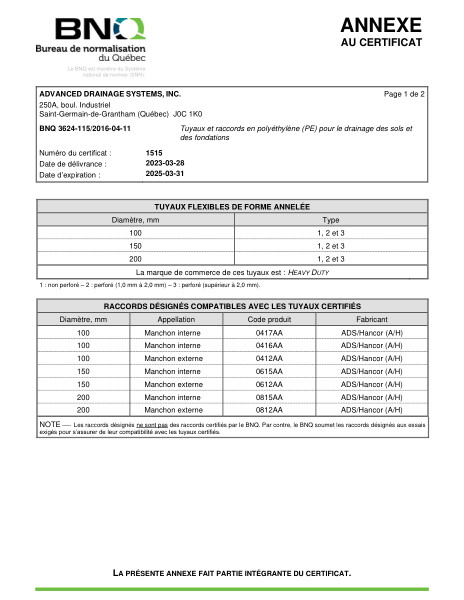 BNQ 3624-115 Polyethylene Pipe and Fittings ANNEX