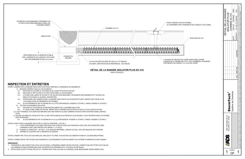 Rangée StormTech&nbsp;SC-310&nbsp;Isolator