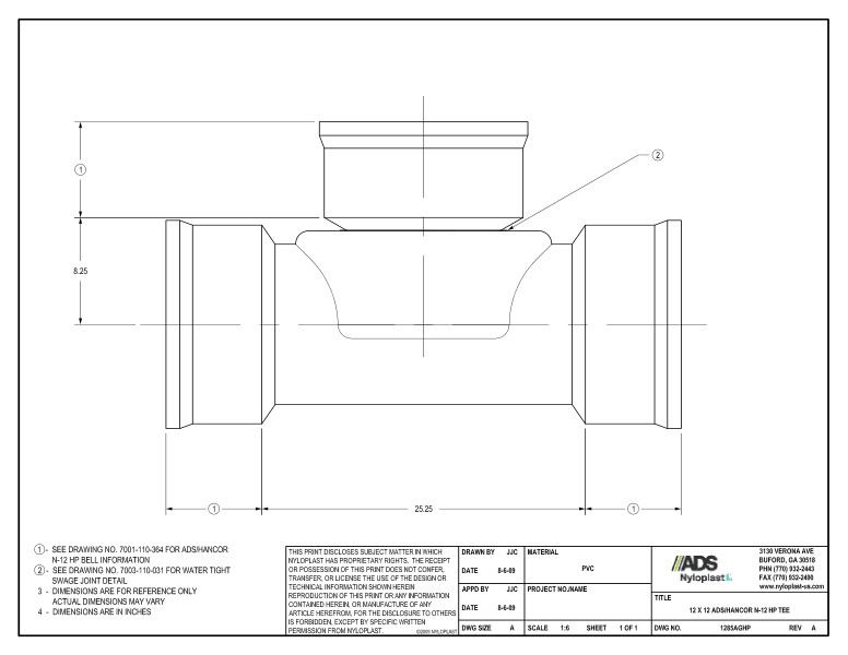 12 x 12 HP Tee Nyloplast Detail