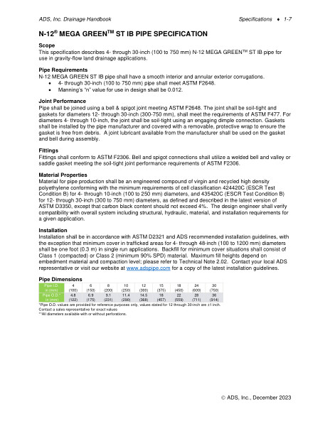 N-12 Mega Green ST IB Specification