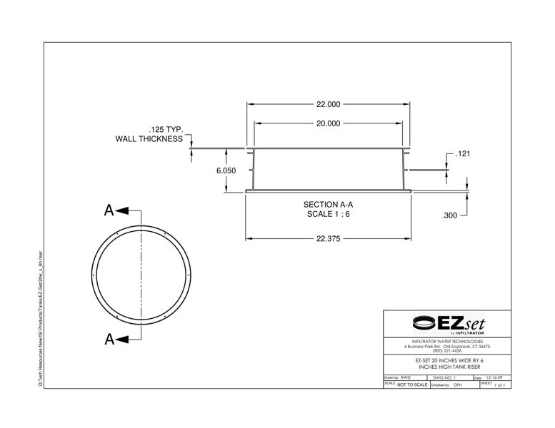 20" x 6" EZset High Tank Riser Standard Detail