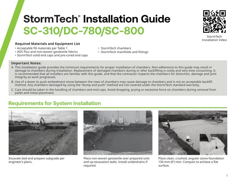 SC/DC StormTech Chamber Installation Guide