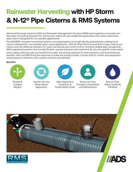 Rainwater Harvesting with HP & N-12 Pipe Cisterns & RMS Systems