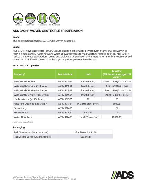 370HP Woven Geosynthetic Specification