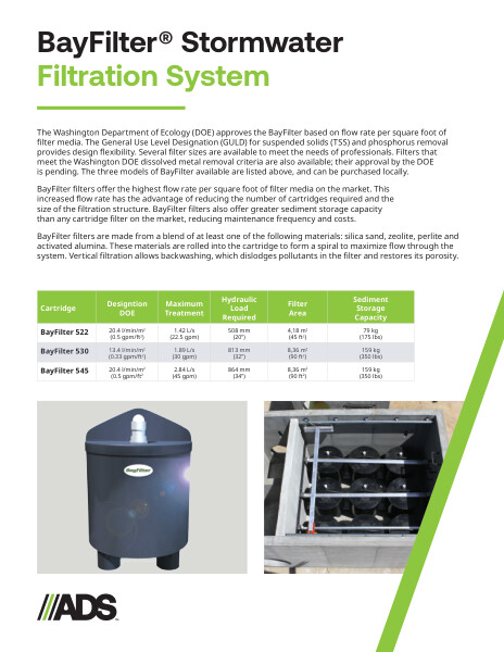 BayFilter Stormwater Filtration System Product Sheet