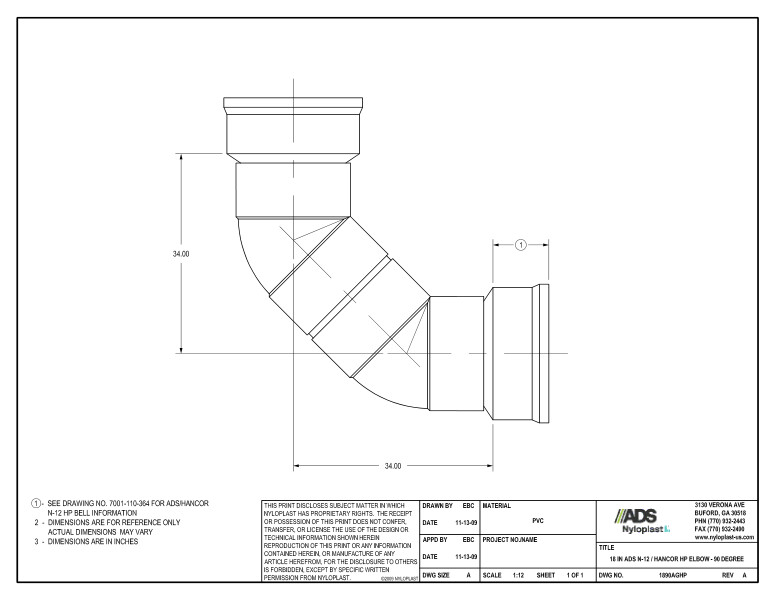 18" HP Elbow - 90 Degree Nyloplast Detail