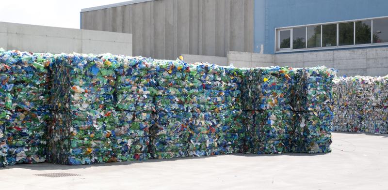 bales of recycled plastic