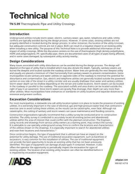 TN 5.09 Thermoplastic Pipe and Utility Crossings