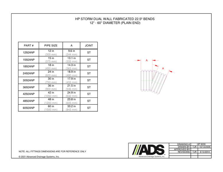 22.5º Bends 12"-60" HP Storm - Plain End (HP Storm Bends Fittings Manual)