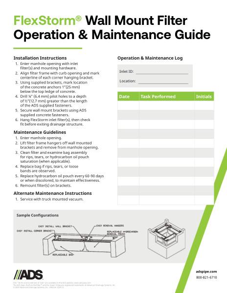FlexStorm Wall Mount Filter Operation & Maintenance Guide