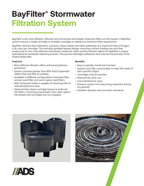 BayFilter Stormwater Filtration System Product Sheet