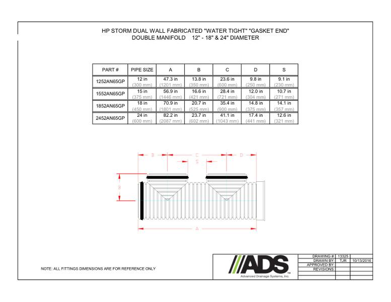 12"-18" & 24" WT Gasket End Double Manifold (HP Storm Manifolds Fittings Manual)