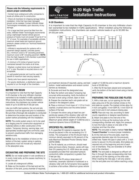H-20 High Traffic Installation Instructions