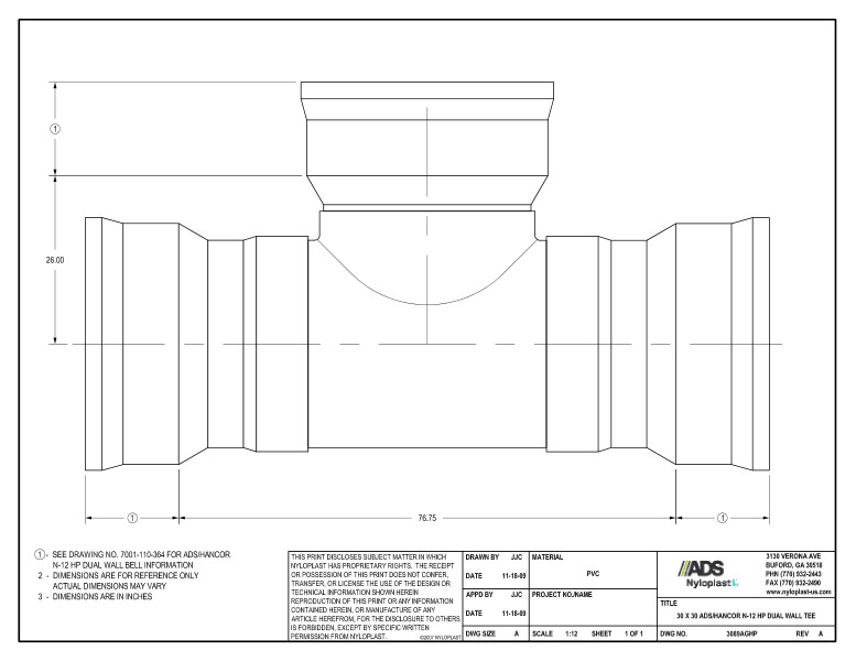 30 x 30 HP Tee Nyloplast Detail