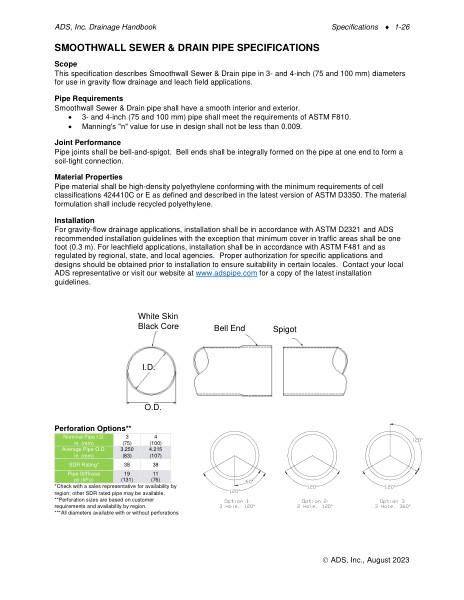 Smoothwall Sewer & Drain Pipe Specification