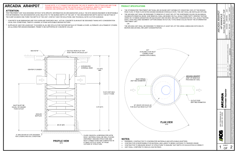 Arcadia 4 HP Manhole DI Flat Top Detail