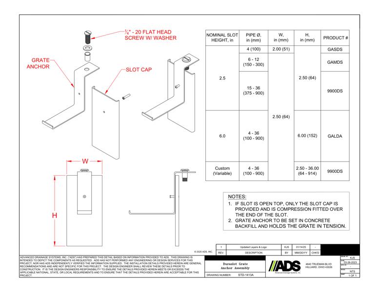 1413A Duraslot Grate Anchor