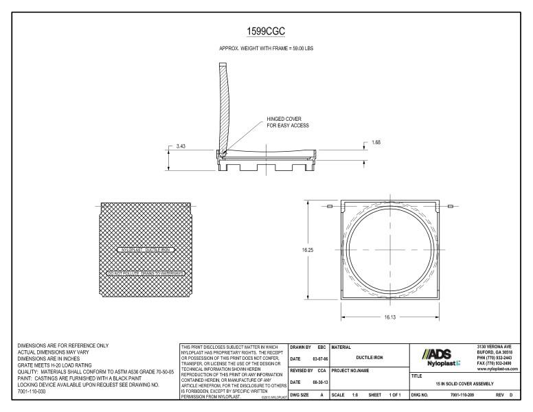 15" Solid Cover Assembly Nyloplast Detail