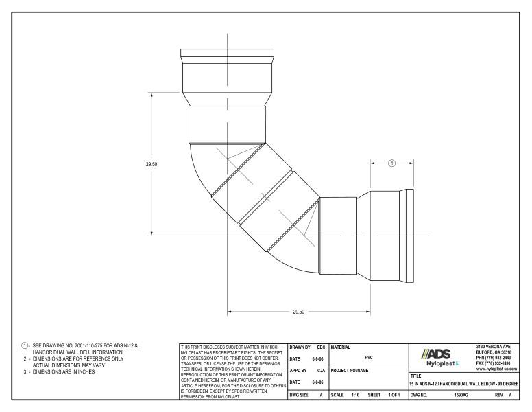 15" N-12 Dual Wall Elbow - 90 Degree Nyloplast Detail