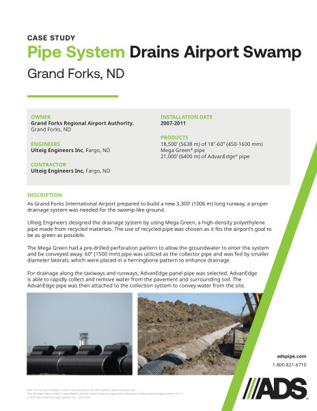 Pipe System Drains Airport Swamp (Grand Forks, ND) Case Study