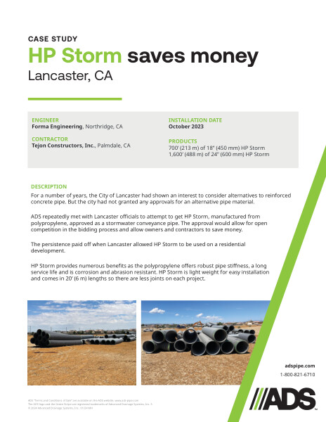 HP Storm saves money (Lancaster, CA) Case Study