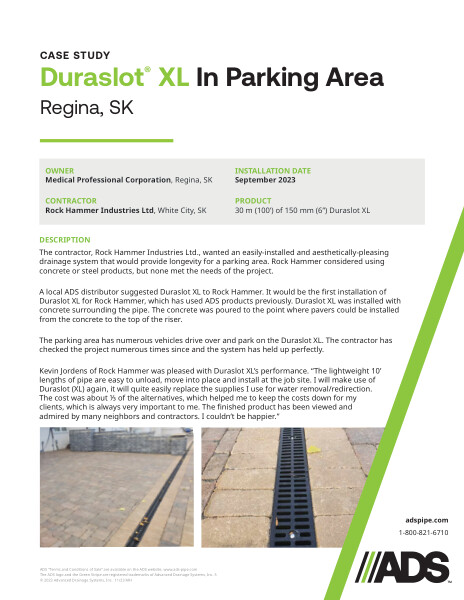 Duraslot XL In Parking Area (Regina, SK) Case Studies