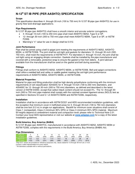 N-12 ST IB (per AASHTO) Specification