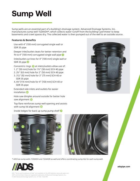 Sump Well Product Sheet