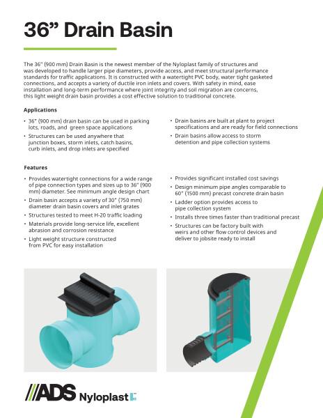 36" Drain Basin Product Sheet