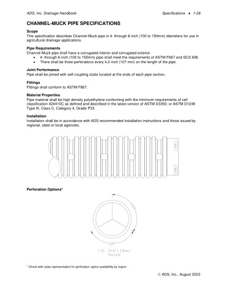 Channel Muck Pipe Specification