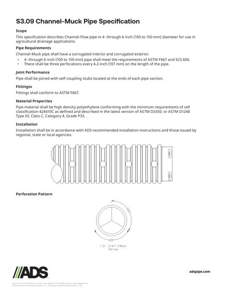 S3.09 Channel Muck Pipe Specification