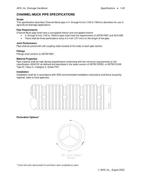 S3.09 Channel Muck Pipe Specification