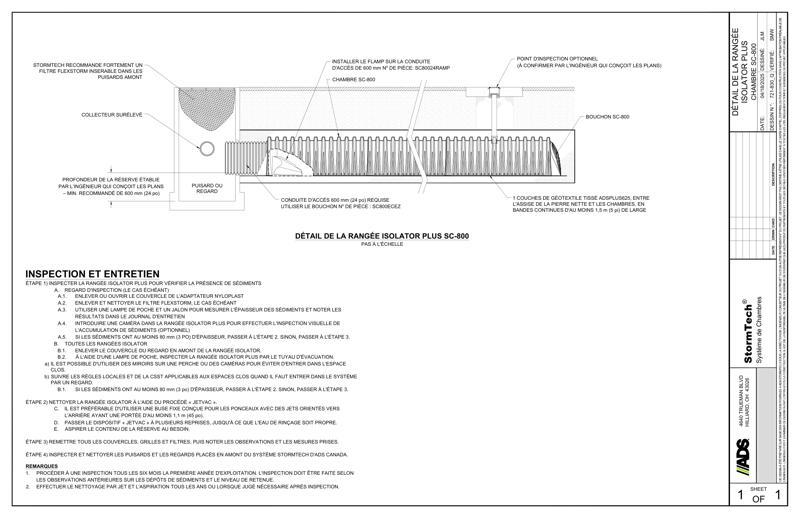 Rangée StormTech&nbsp;SC-800&nbsp;Isolator