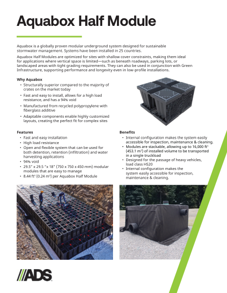 Aquabox Half Module Product Sheet