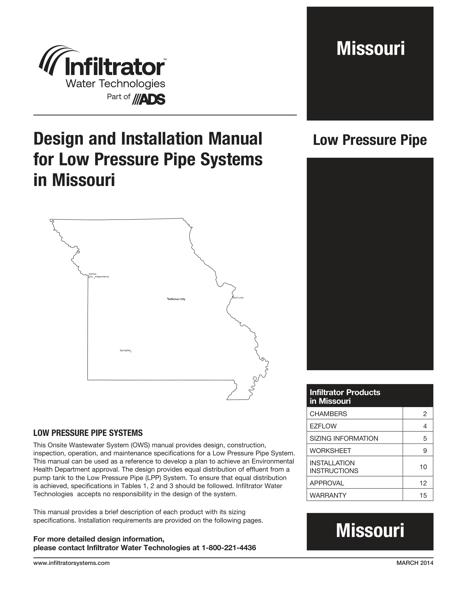 Low Pressure Pipe Systems Design and Installation Manual - Missouri