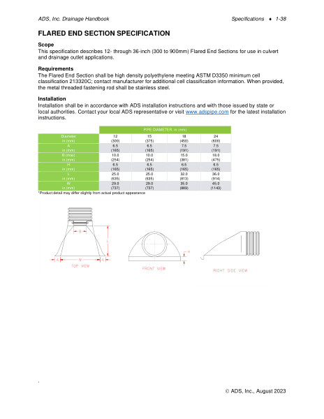 Flared End Section Specification