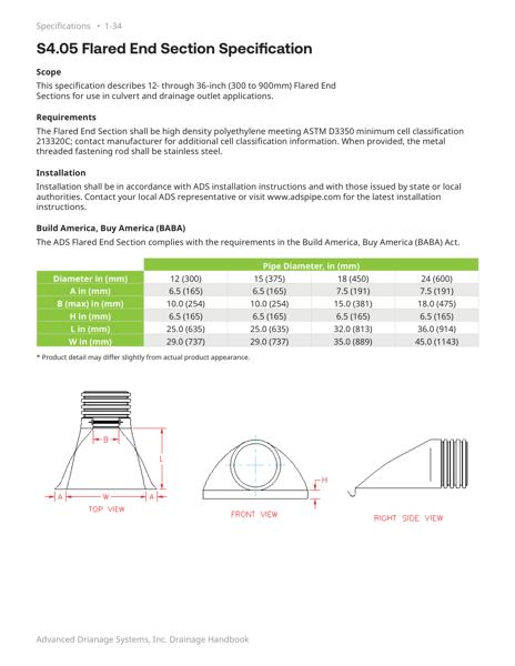 S4.05 Flared End Section Specification