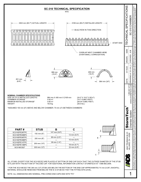 SC-310 StormTech Technical Specifications