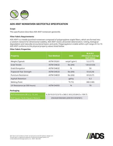 4597 Nonwoven Geosynthetic Specification