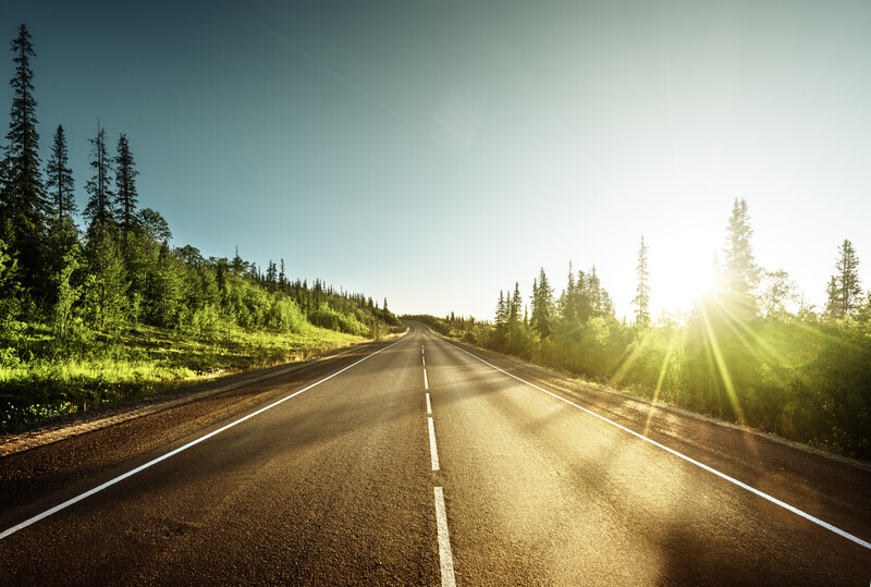 Sun Shine on Roadway