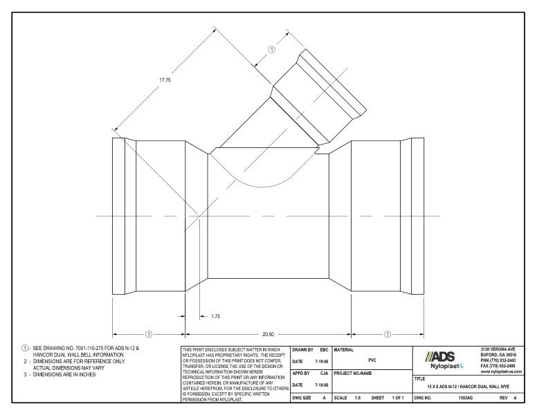 15 x 8 N-12 Dual Wall Wye Nyloplast Detail