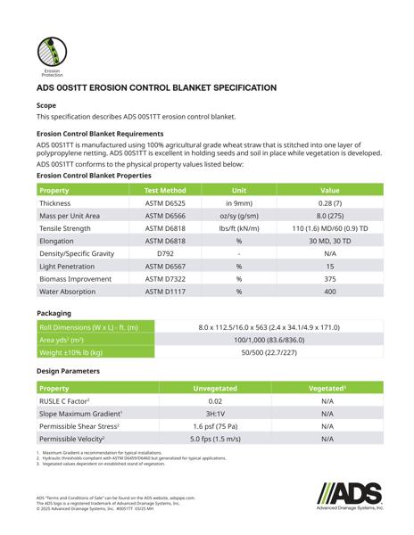 00S1TT Erosion Control Blanket Geosynthetic Specification