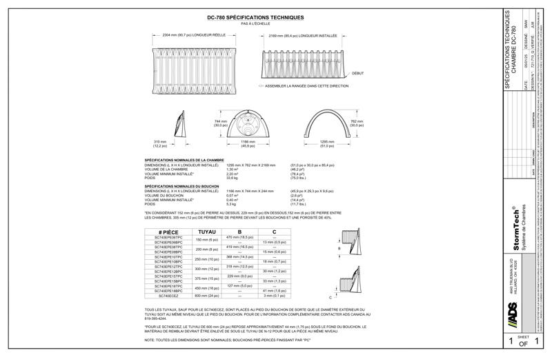 Spécifications techniques de StormTech DC-780