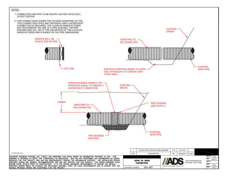 607 HDPE to HDPE Connection Detail