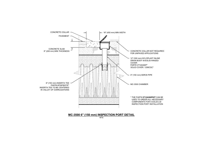 MC-3500 6" (150 mm) StormTech Inspection Port Detail